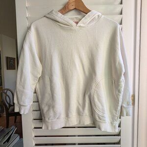 White organic cotton pullover hoodie 3/4 sleeves